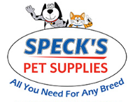 Speck’s Pet Supplies logo featuring a dog and cat, promoting the Back-to-School Event in Fishers, Indiana.
